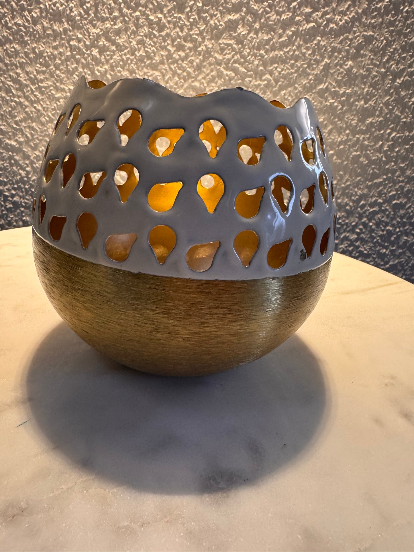 Windlicht Metall Countryfield Weiß/ Gold 14 cm