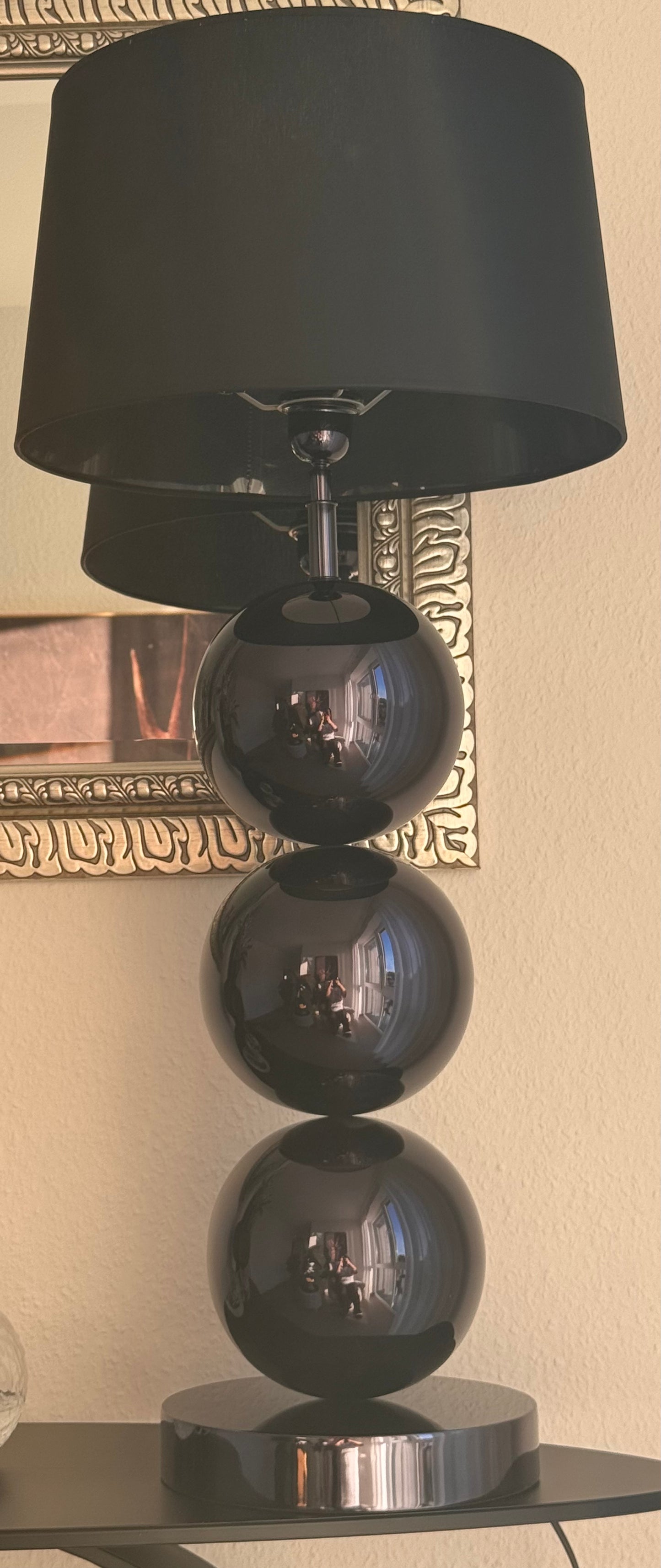 Tischlampenfuss Kugelform in Schwarz Hochglanz von Colmore