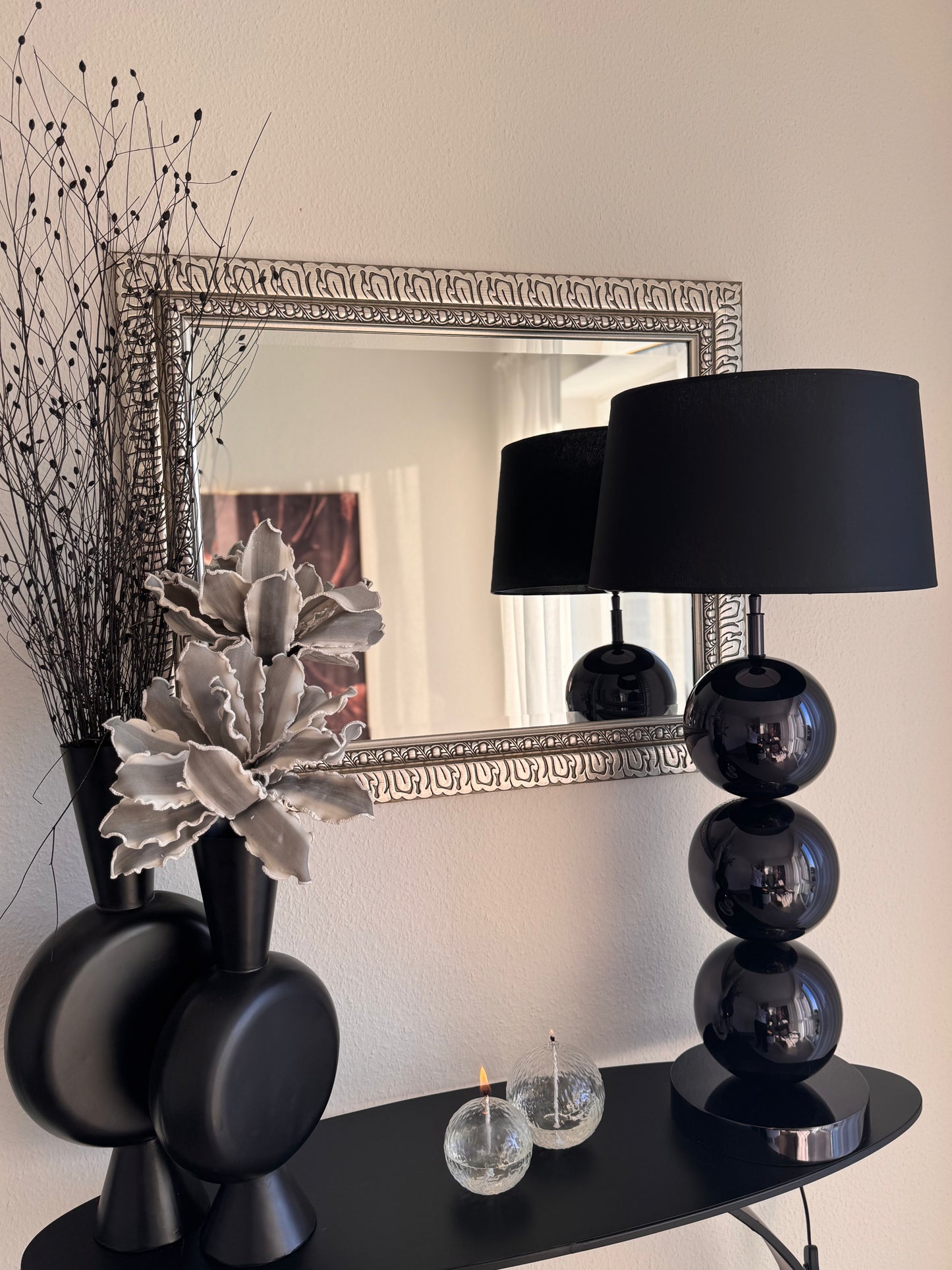 Kunstblume in edlem Grau  modern und elegant 92 cm