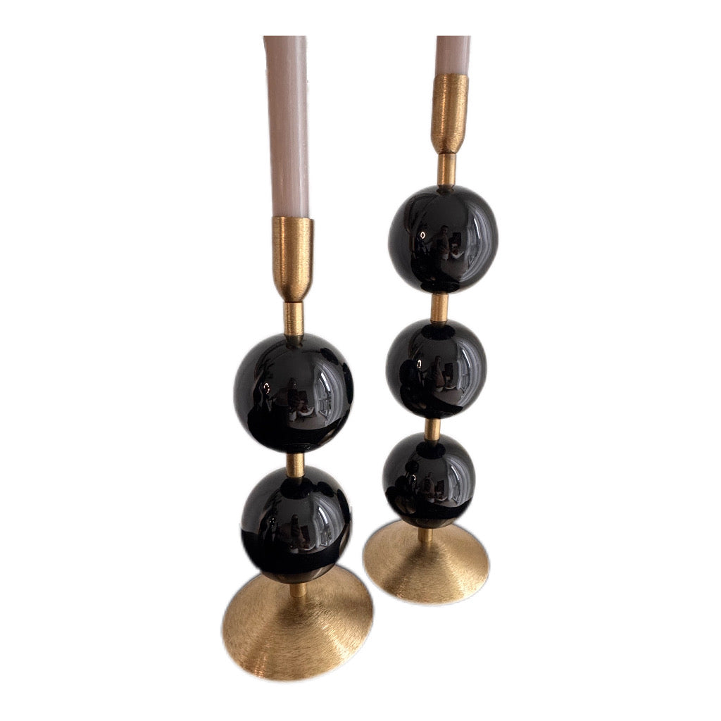 Kerzenhalter Yara  Kugelform in Schwarz/ Gold Größe 27 cm