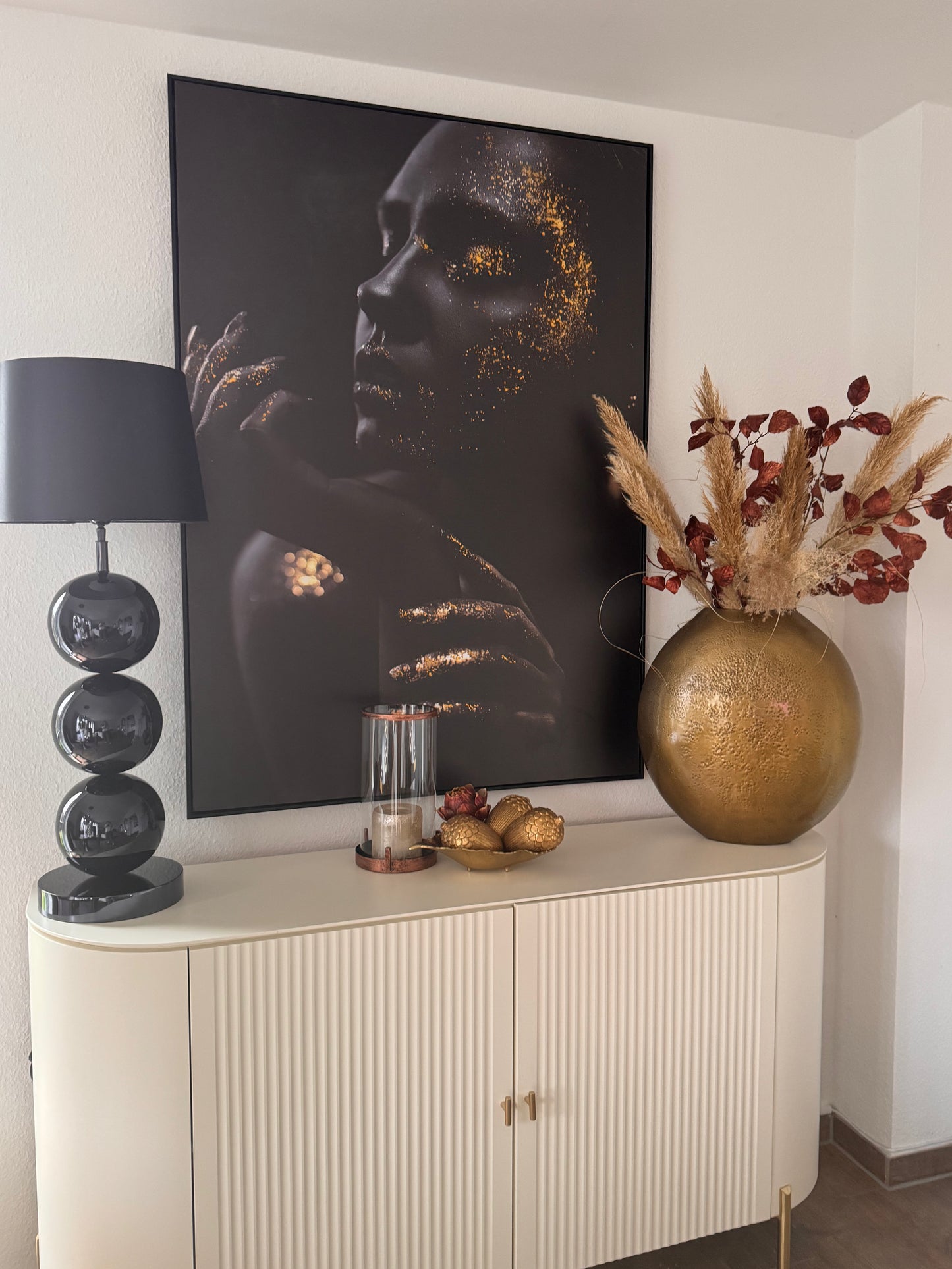 Tischlampenfuss Kugelform in Schwarz Hochglanz von Colmore