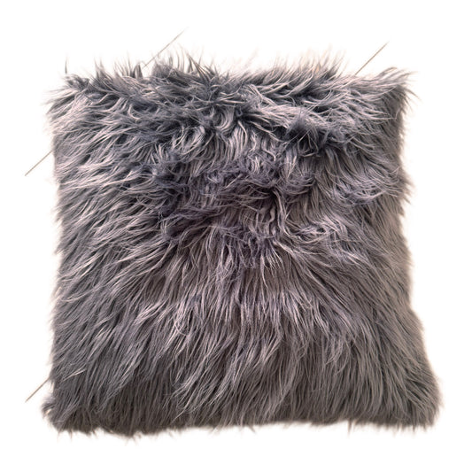 Kissen Langhaaroptik Tibet long hair sheep von Lavandoux in Grau 60 x 60 cm