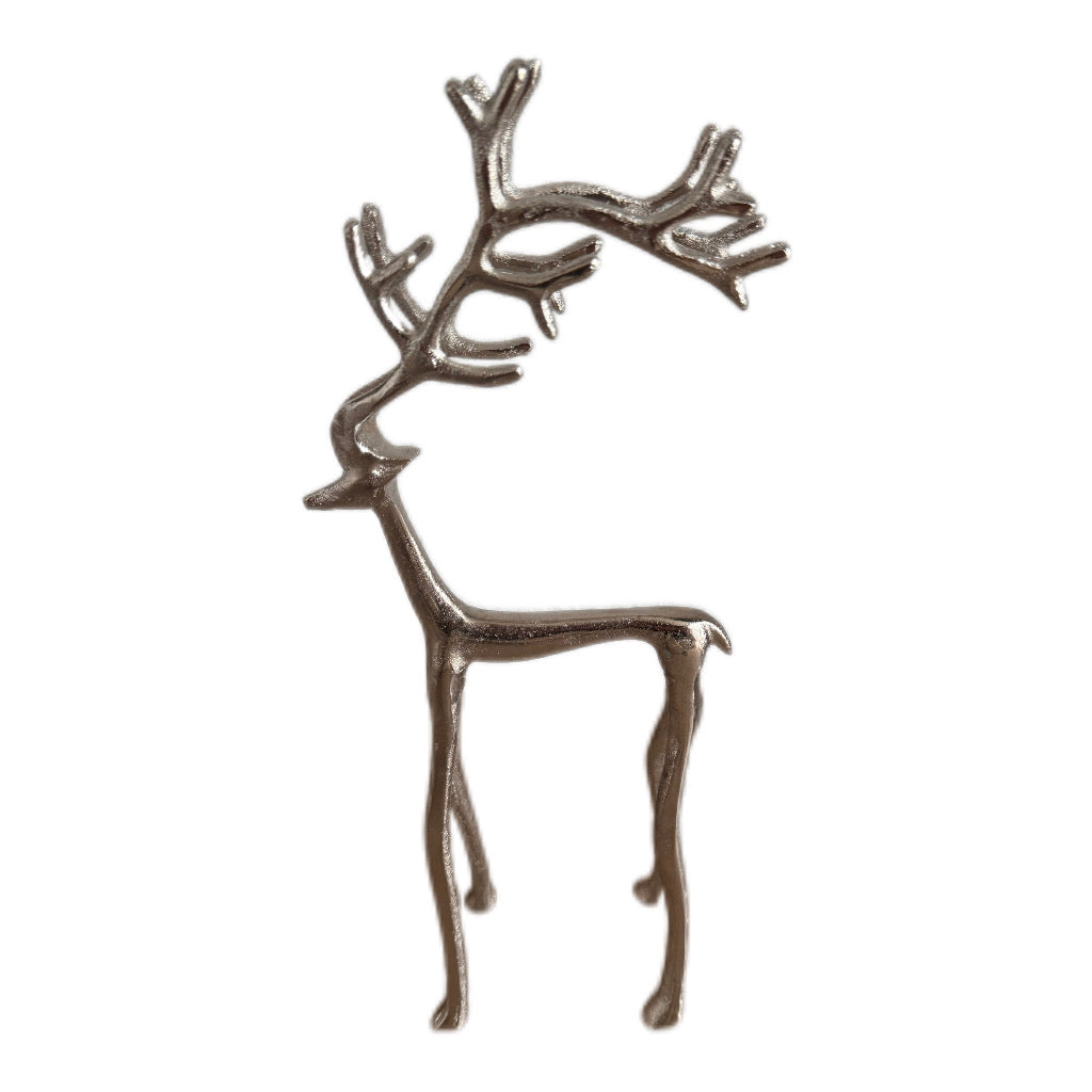 Dekorativer Hirsch aus Metall in Silber von Wurm