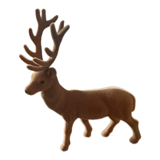 Hirsch stehend beflockt in Beige 33 cm