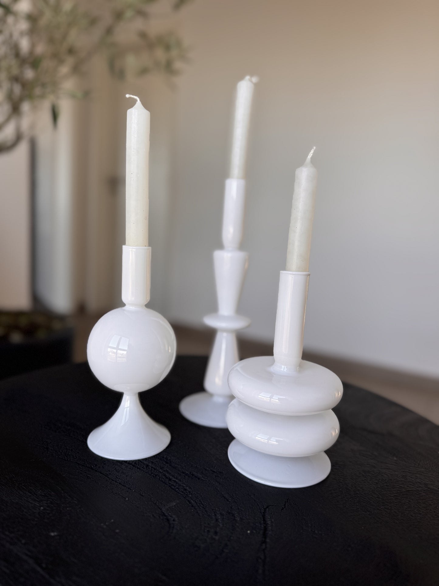 Kerzenhalter Glas Sparkle Tall von Present Time weiß