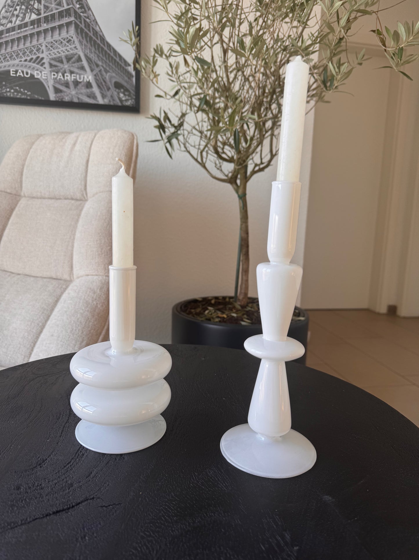 Kerzenhalter Glas Sparkle Tall von Present Time weiß