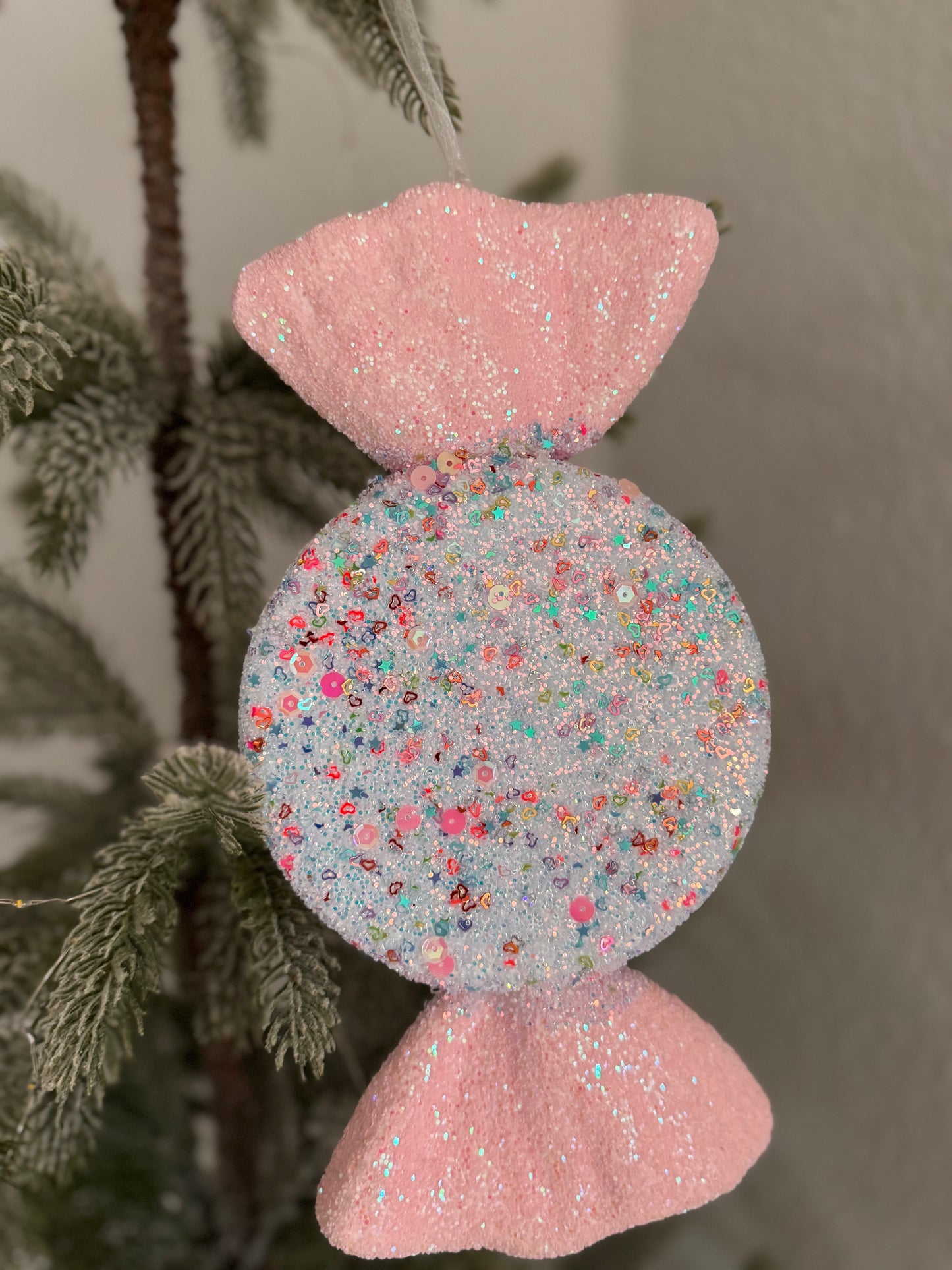 X Mas  Anhänger "Candy"  in Rosa/glitzer 28 x15 cm von Housevitamin