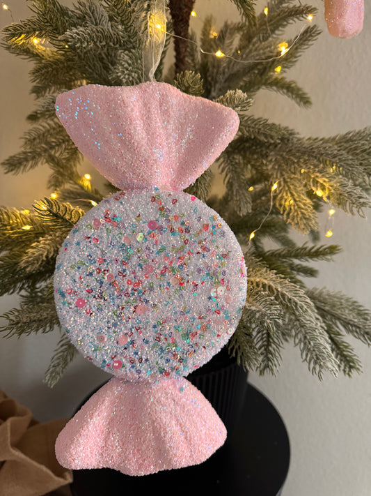 X Mas  Anhänger "Candy"  in Rosa/glitzer 28 x15 cm von Housevitamin