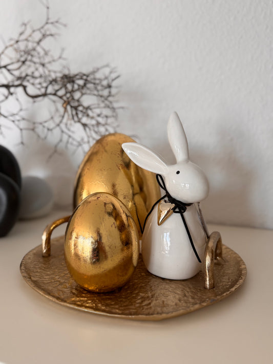 Hase XOXO weiß mit Goldherz von Exner