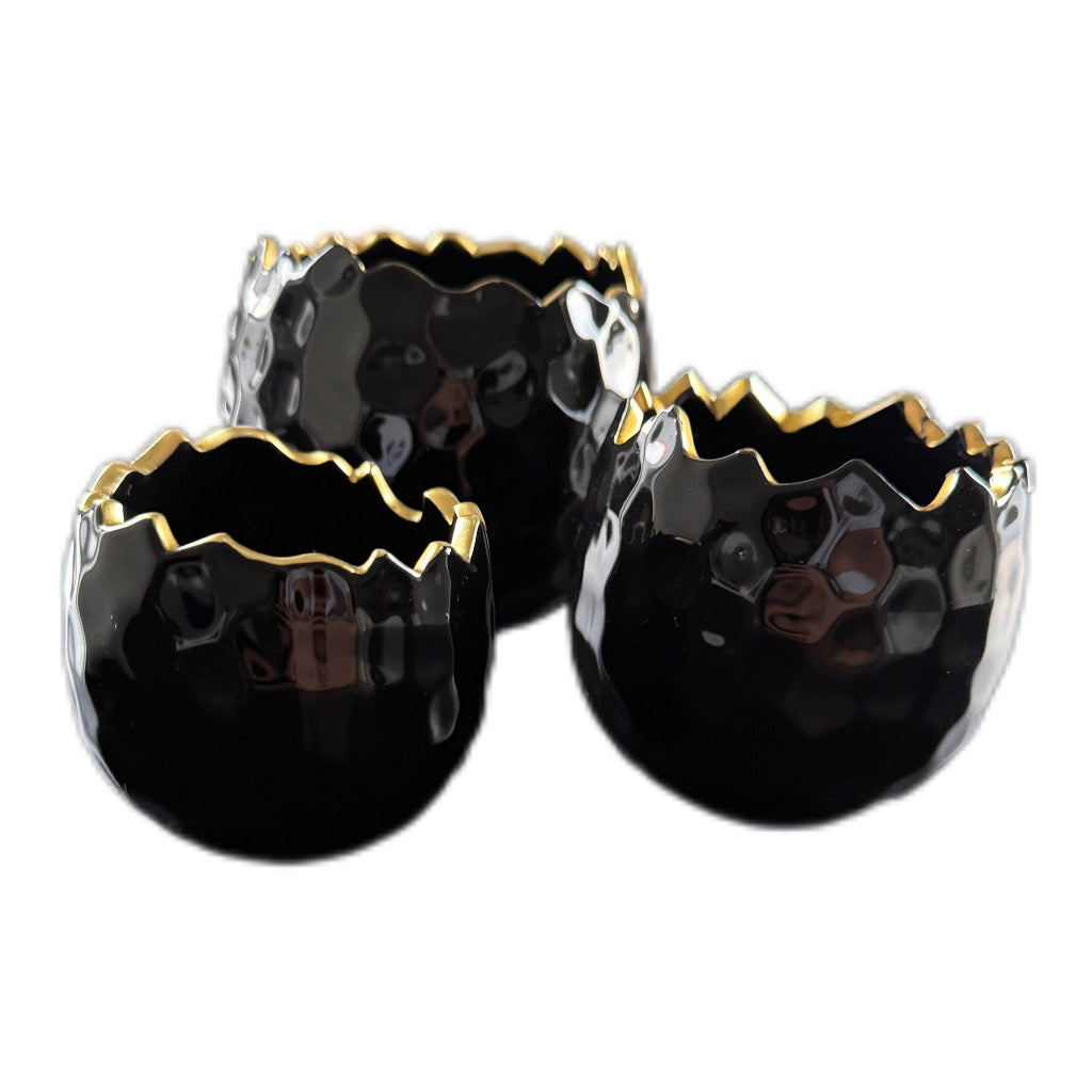 Planzei "Linus" Keramik in Schwarz/Gold 10 cm von Willeke