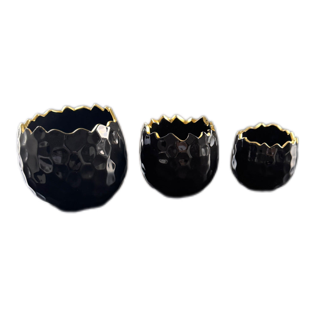 Planzei "Linus" Keramik in Schwarz/Gold 10 cm von Willeke