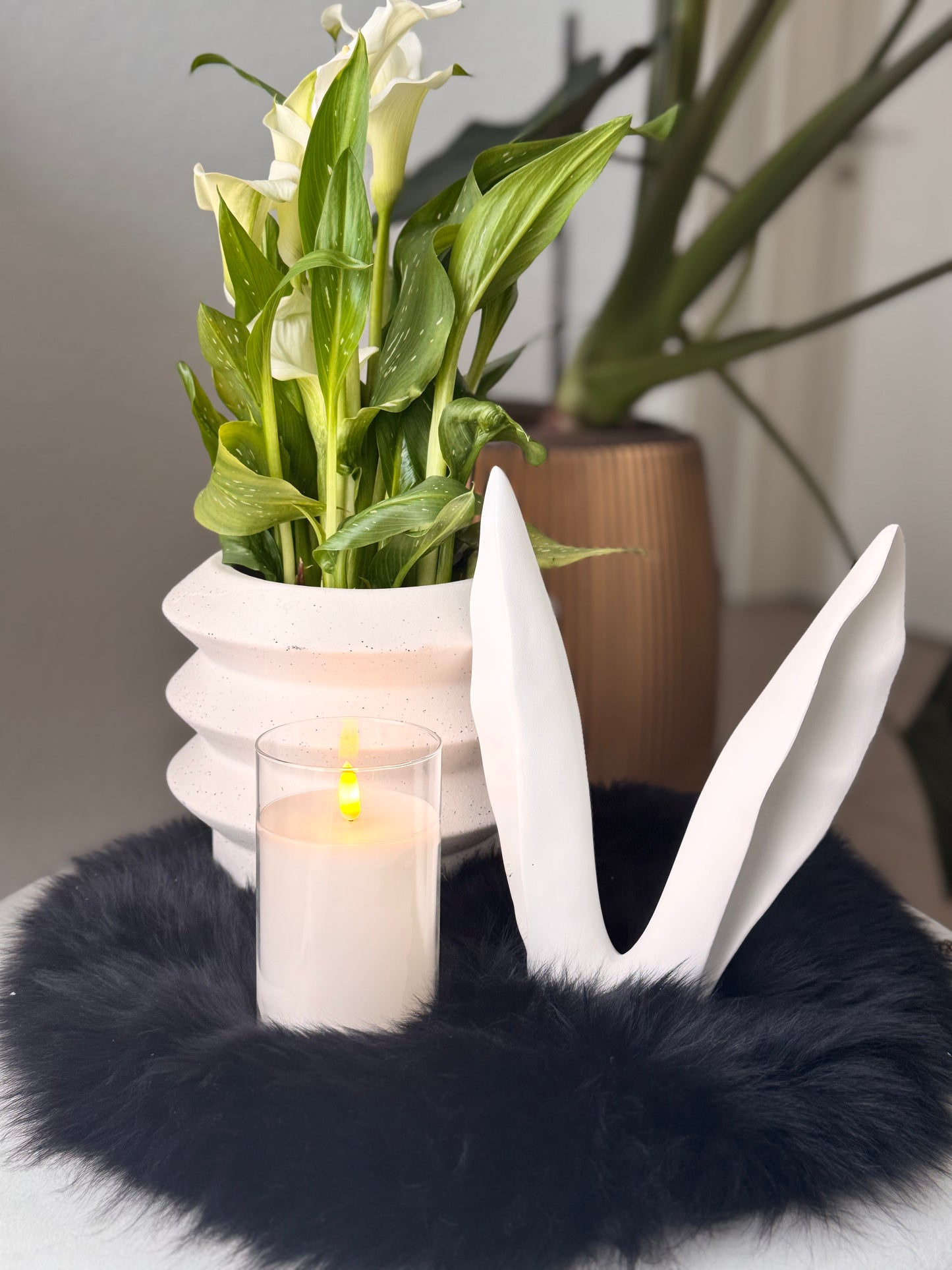 Deko Hasenohren Spring Ivory in Weiß / matt von Exner 18x5x23,5 cm