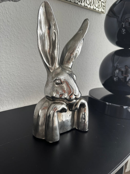 Hasen Kopf ArgenT stilvolle Osterdeko von Exner in Silber ca.30 cm