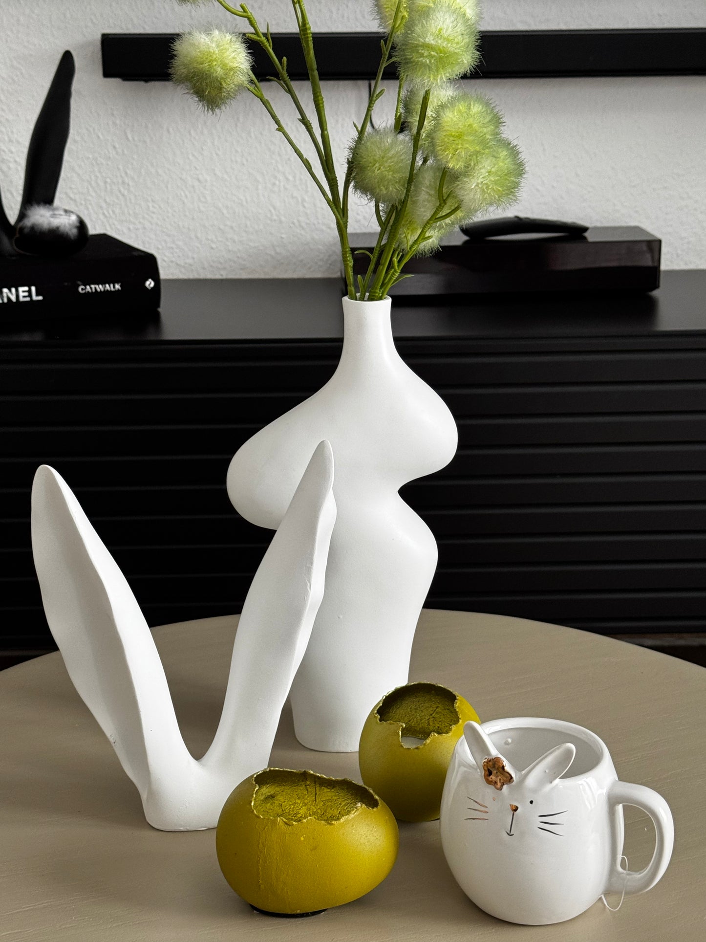 Deko Hasenohren Spring Ivory in Weiß / matt von Exner 18x5x23,5 cm