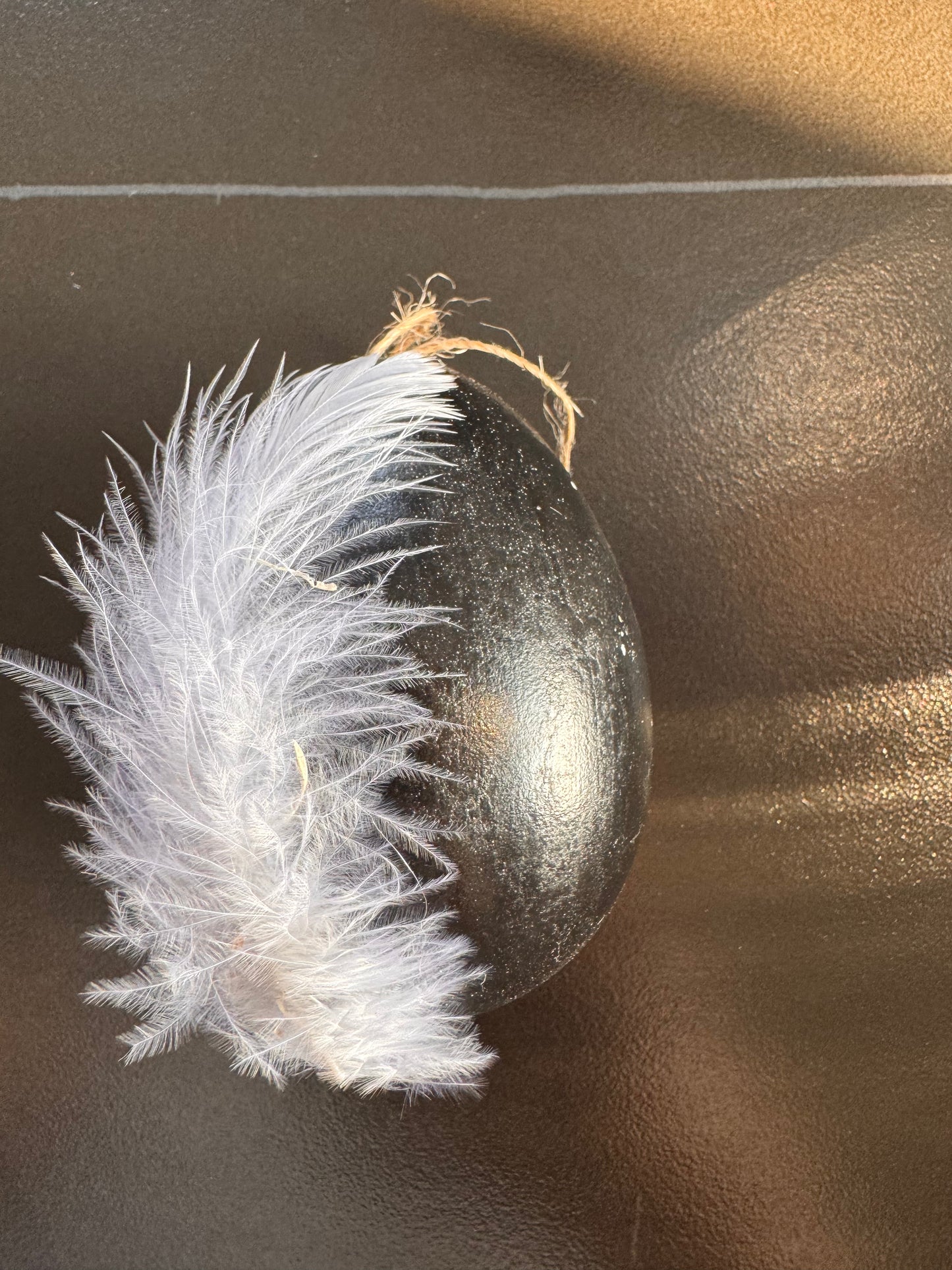 Deko-Ostereier schwarz matt mit Feder 6er Set von Exner