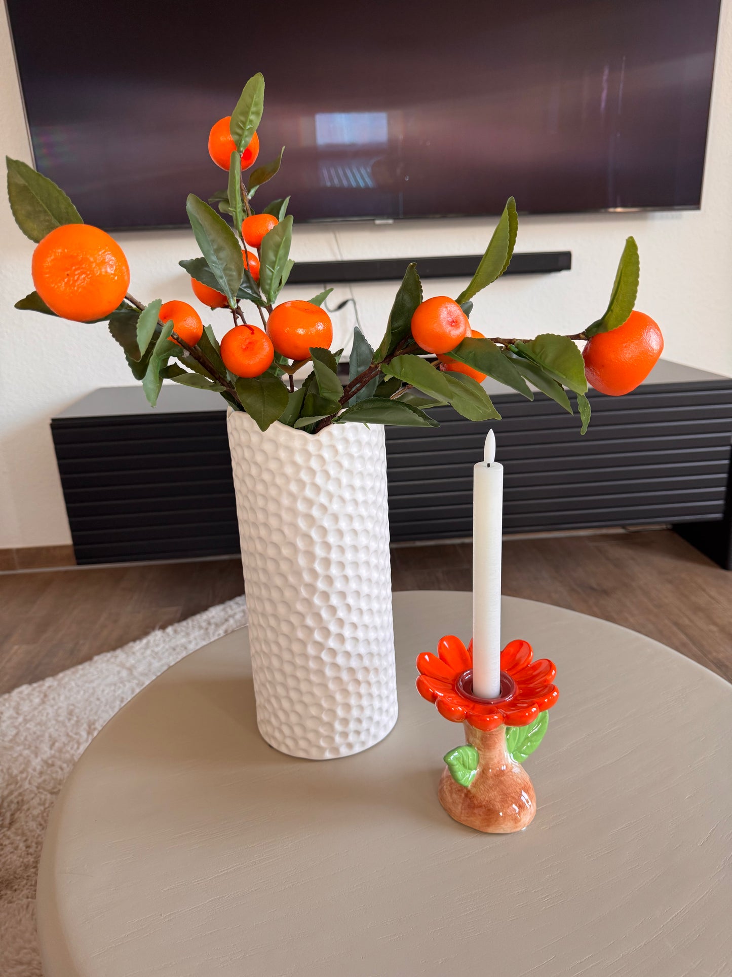 Blumen Kerzenständer in Retro Look