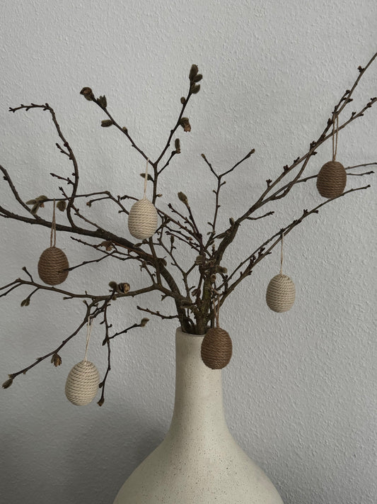 Ostereier zum Aufhängen aus Jute in Braun/Weiß 6er Set von Wurm