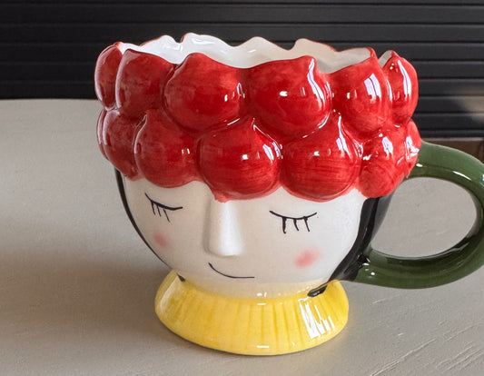 Becher Keramikgesicht Granatapfel