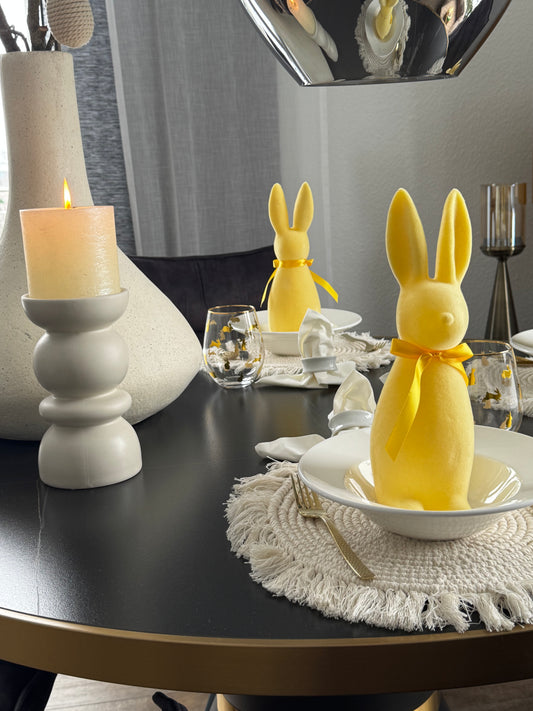 Osterhase mit Schleife  beflockt in Gelb 29 cm von Wurm