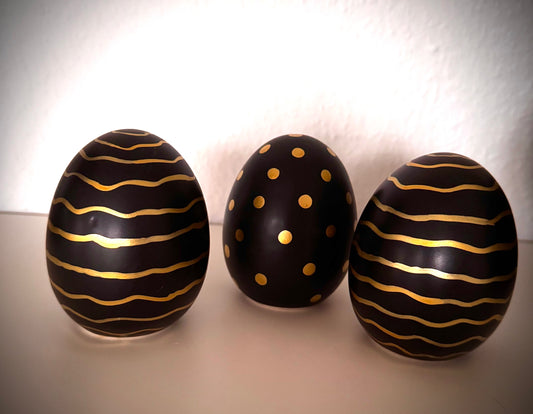 Deko Eier 3er Set in Schwarz/Gold von Exner 9 cm