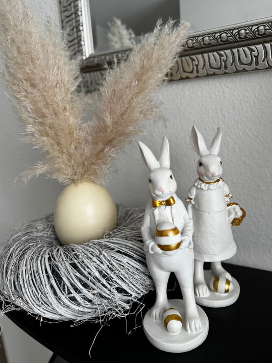 Hasen-Paar  in Weiß/Gold 30 cm von Wurm