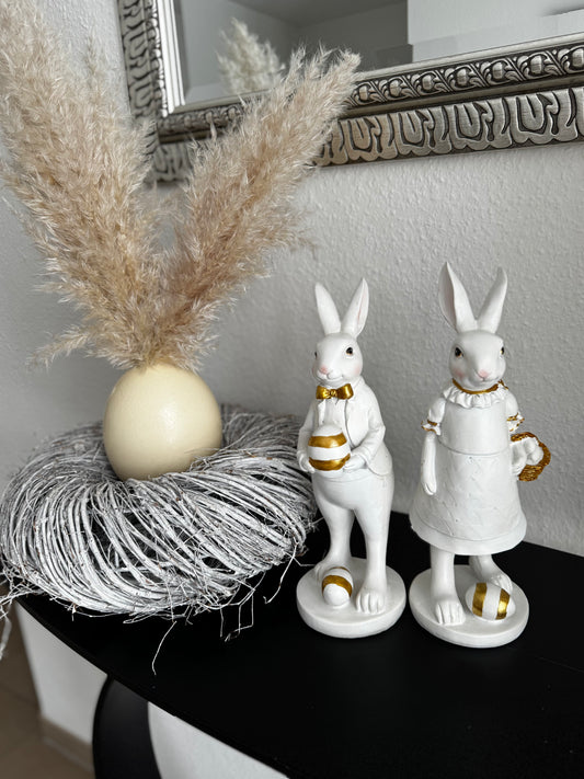 Hasen-Paar  in Weiß/Gold 30 cm von Wurm