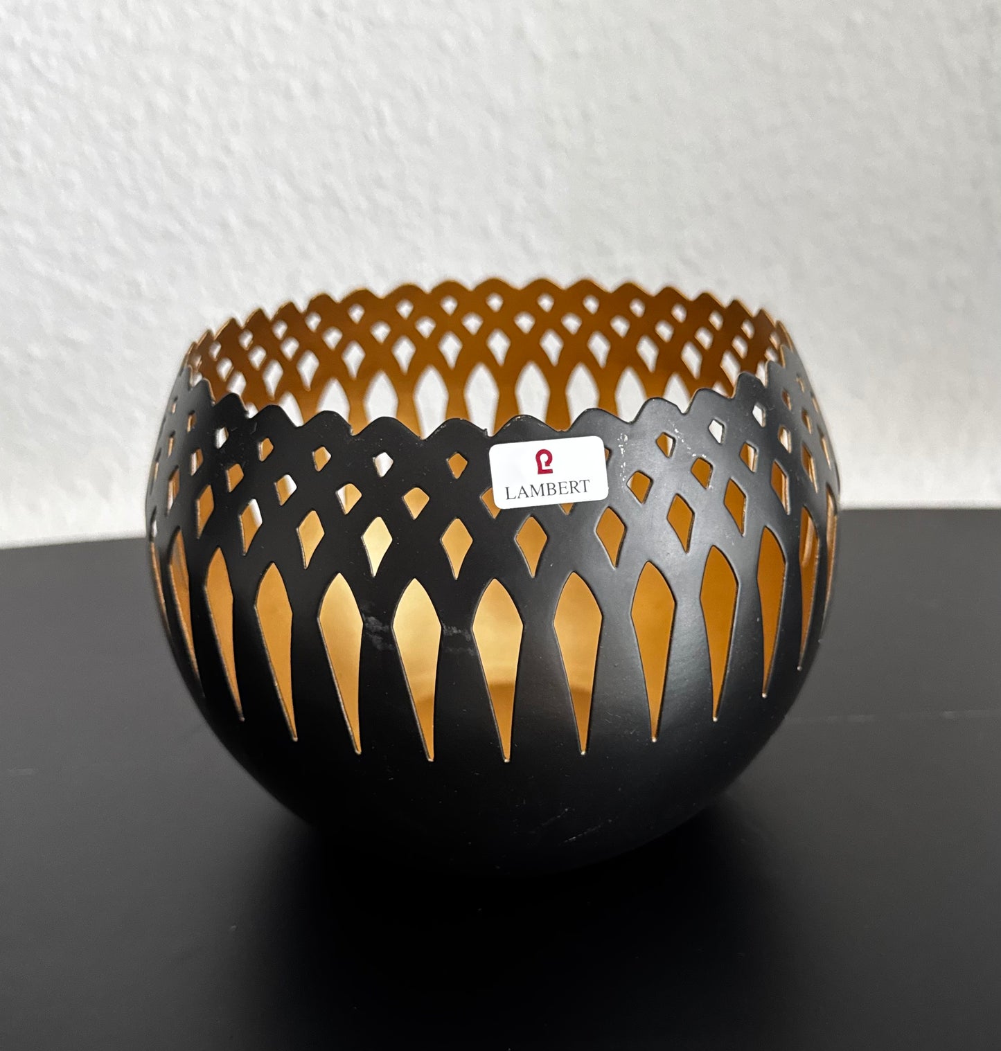 Oman Eisen Teelichthalter  in Schwarz/ Gold von Lambert 11 cm