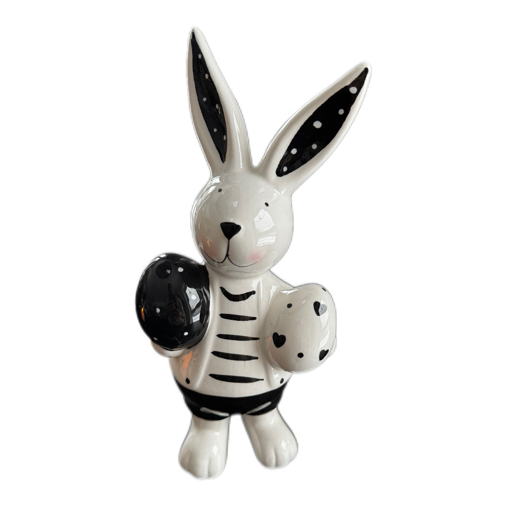 Keramik Hase in Schwarz/ Weiß 29 cm von Wurm