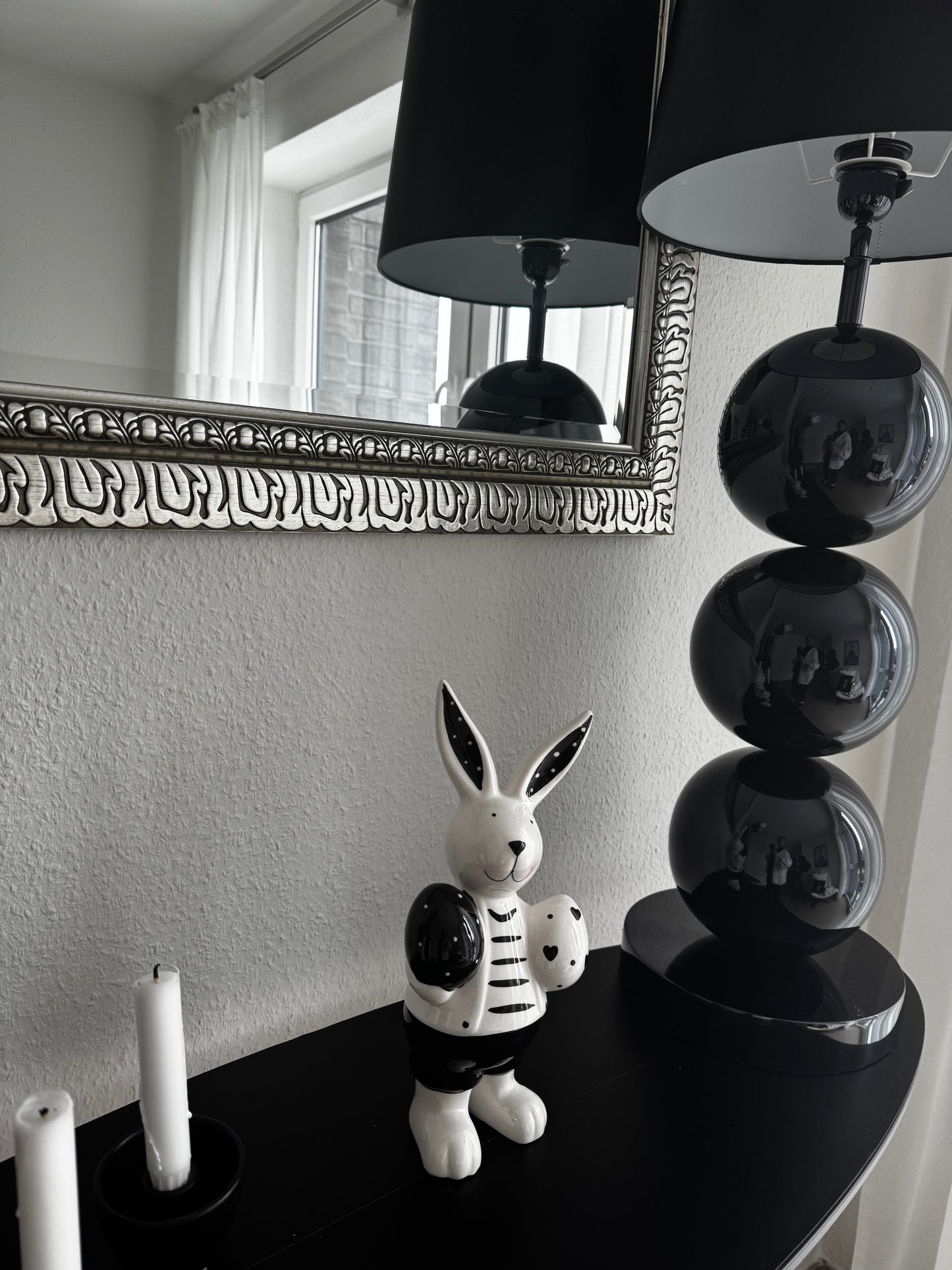 Keramik Hase in Schwarz/ Weiß 29 cm von Wurm