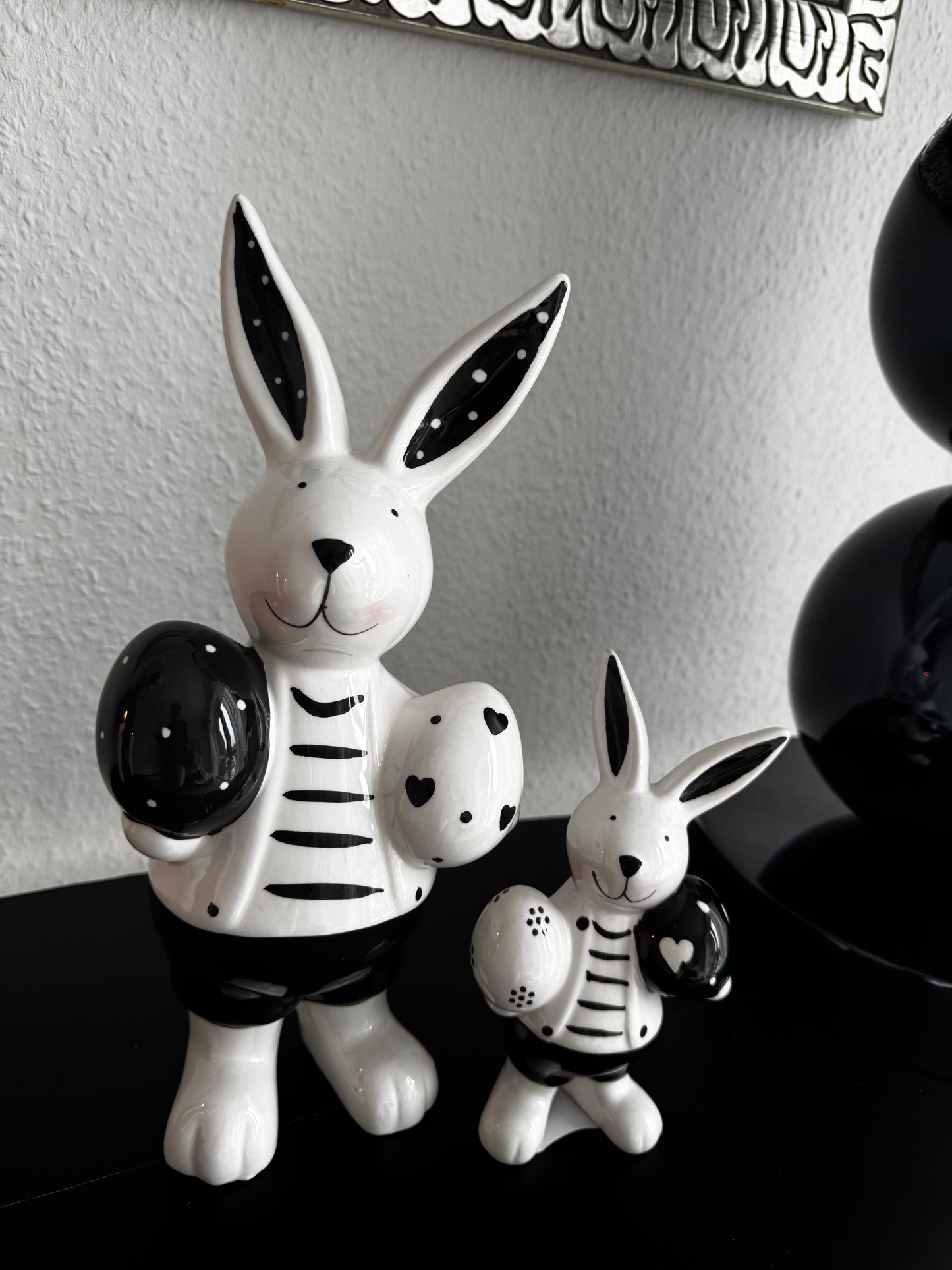 Keramik Hase in Schwarz/ Weiß 29 cm von Wurm