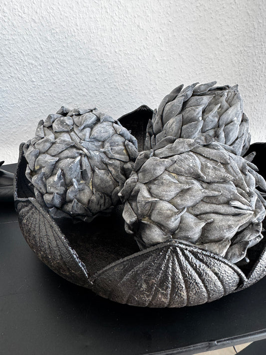 Dekoschale "Lottusblüte" in Antik Schwarz von Countryfield 35 cm
