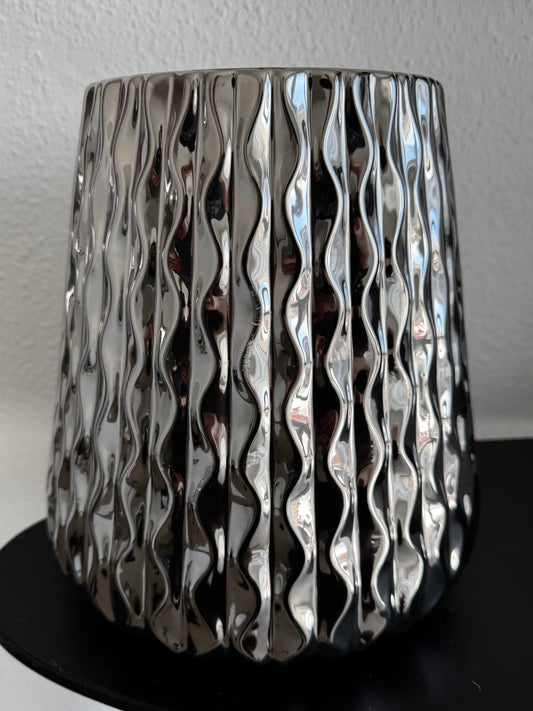 Keramik Vase "Argen T" in Silber von Exner ca. 30 cm