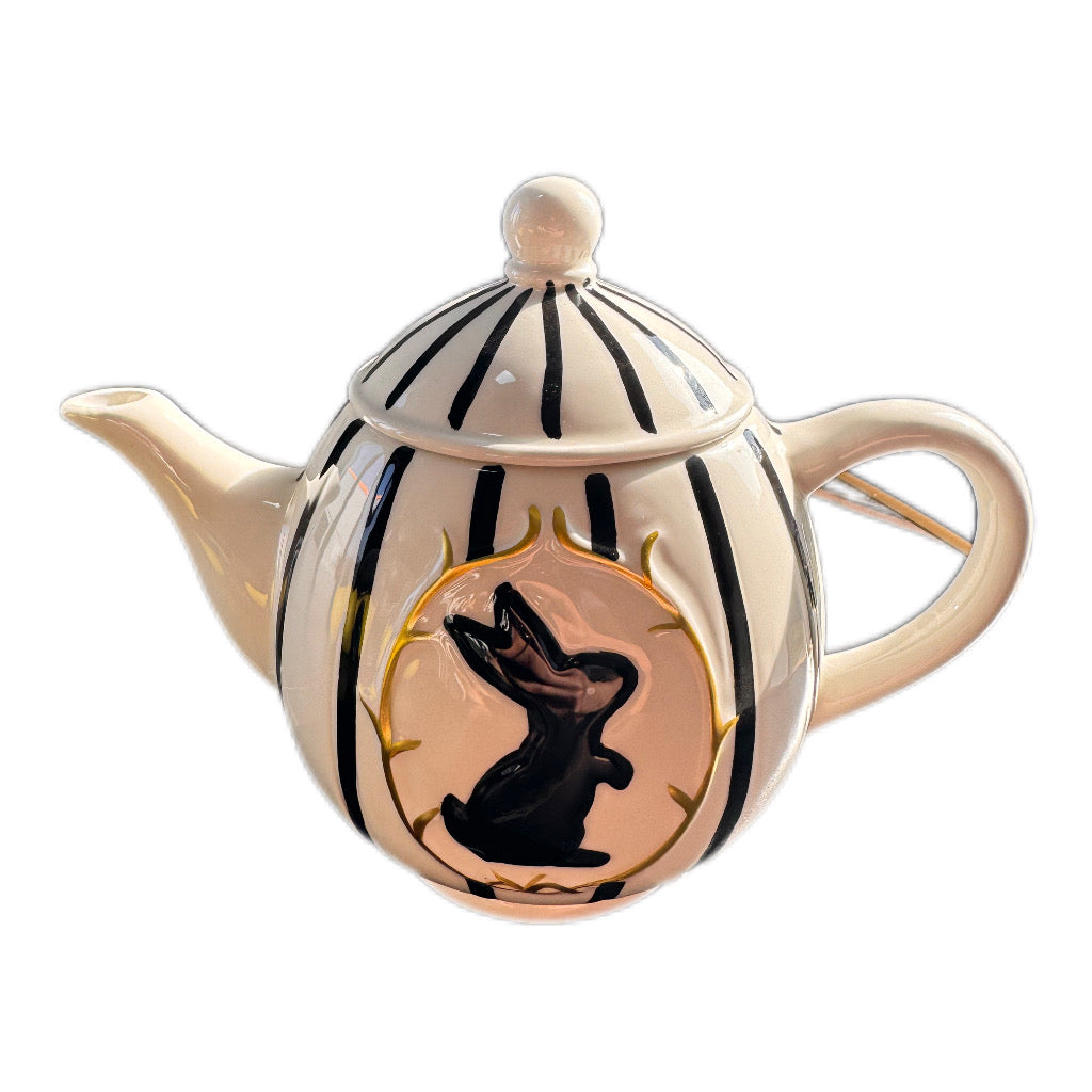 Teekanne mit Hasenmotiv  Weiß/Schwarz 675 ml von Clayre & Eef