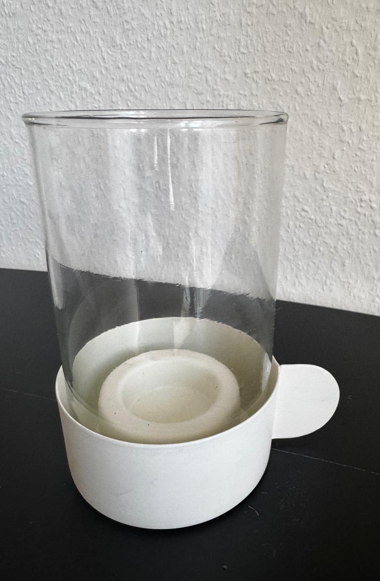 Kerzenhalter aus Glas &  Metall vintage Charme Cremeweiß von Exner
