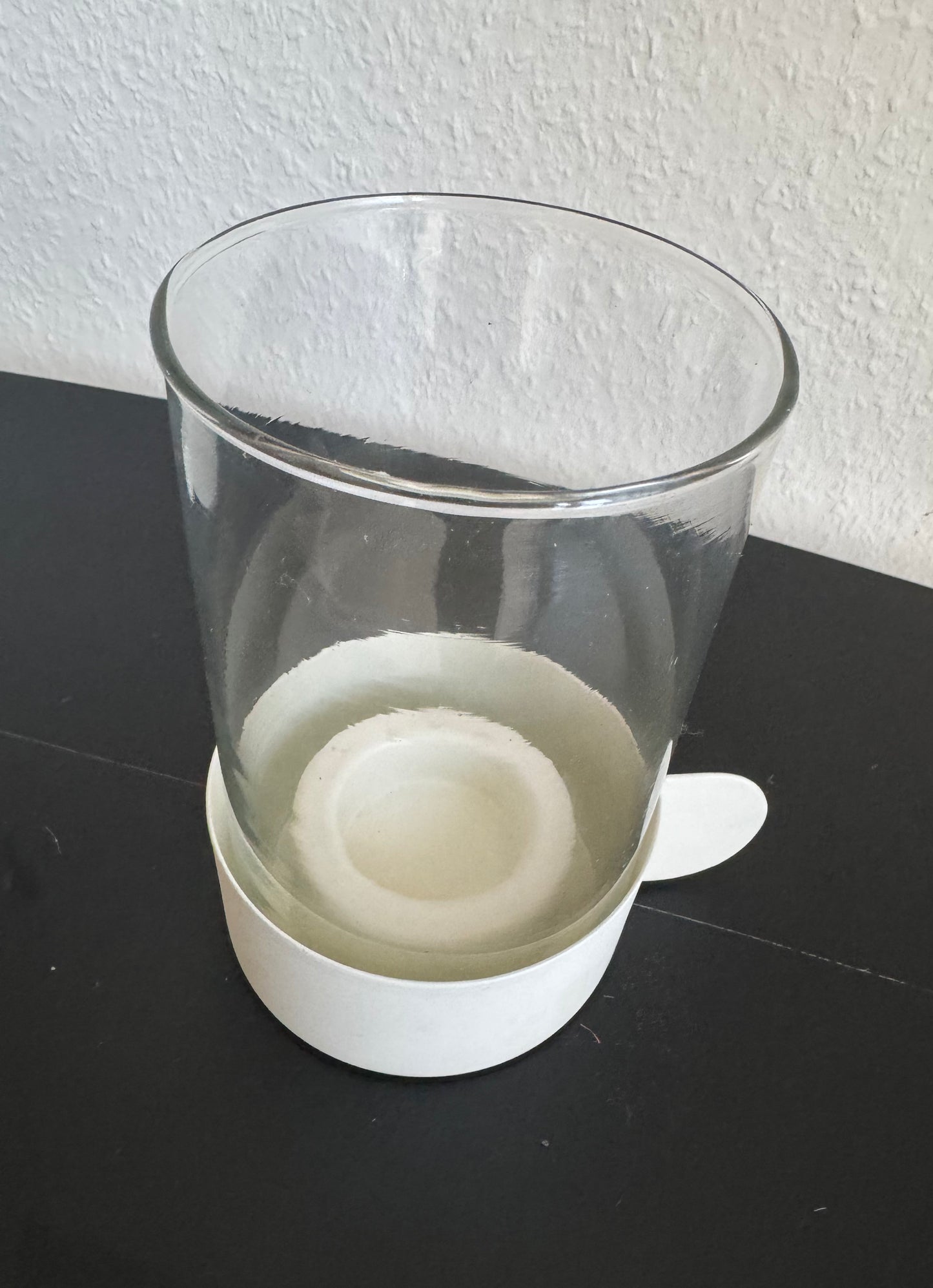 Kerzenhalter aus Glas &  Metall vintage Charme Cremeweiß von Exner