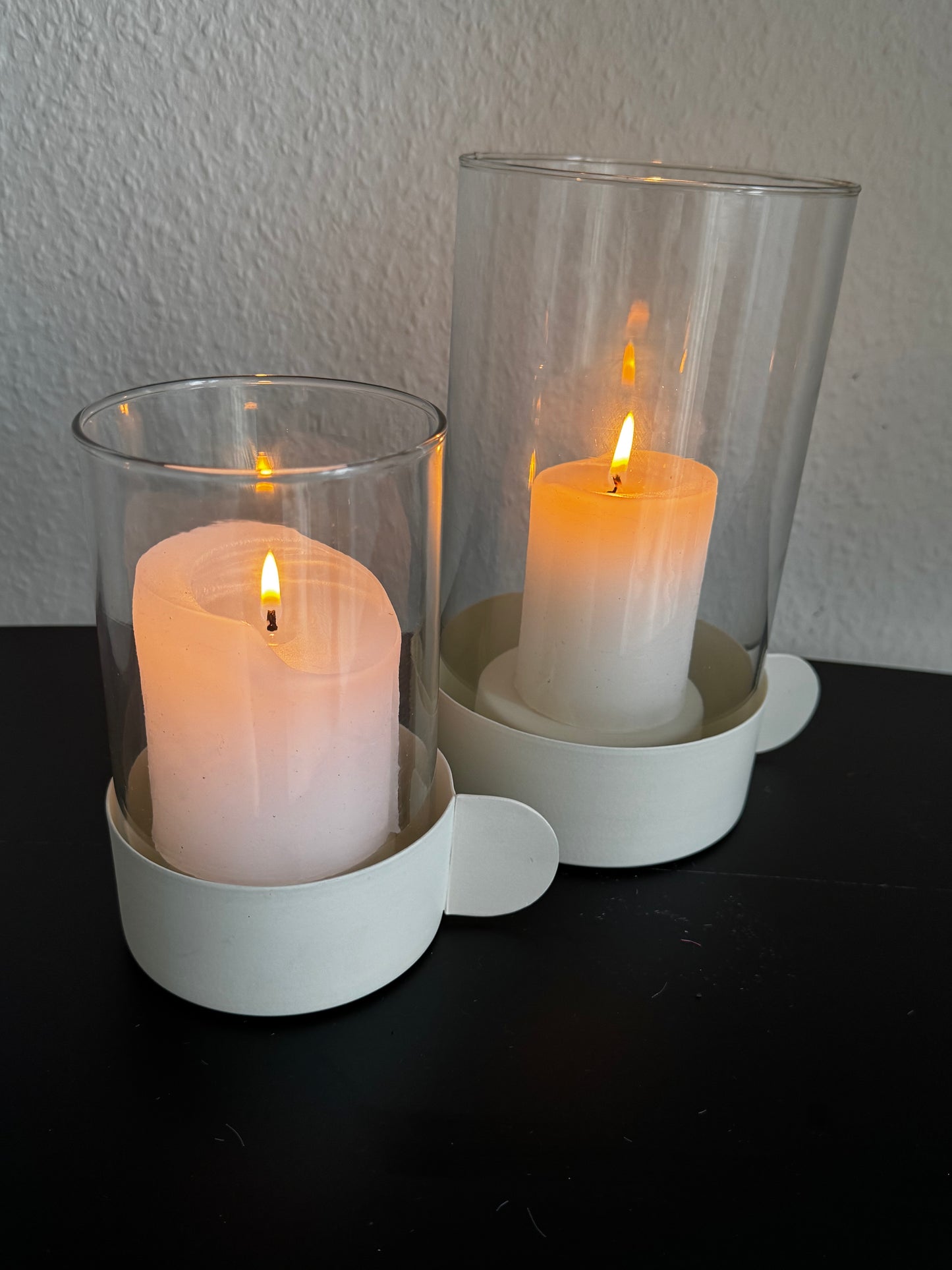 Kerzenhalter aus Glas &  Metall vintage Charme Cremeweiß von Exner