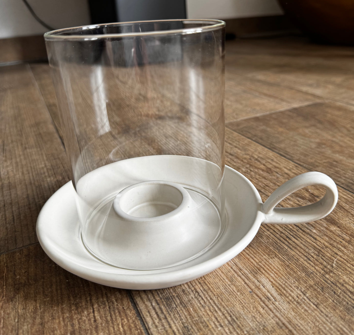 Kerzenhalter " Tina"  in Weiß Keramik/ Glas  von Leeff 14 cm