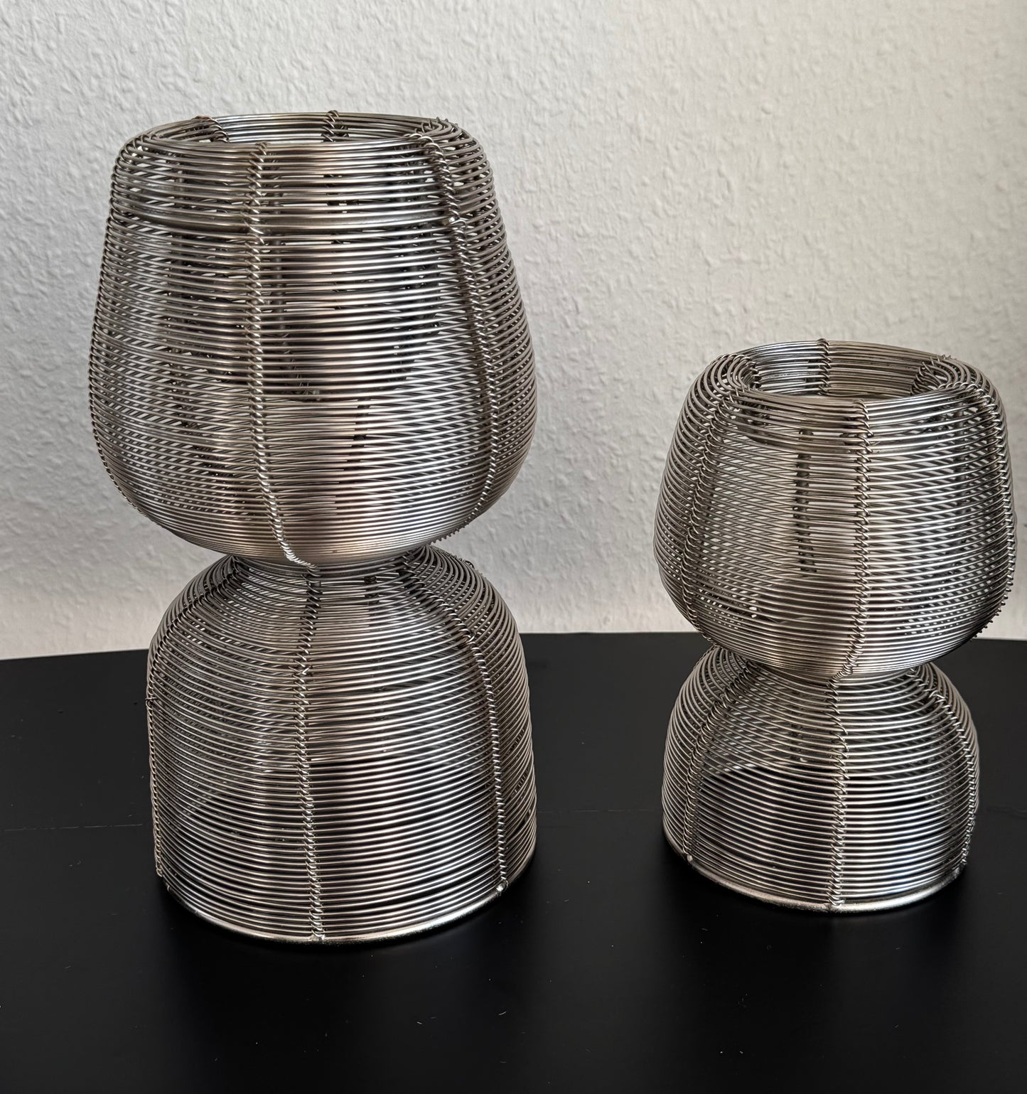 Moderner Draht-Teelichthalter von Light & Living in Silber 17 cm