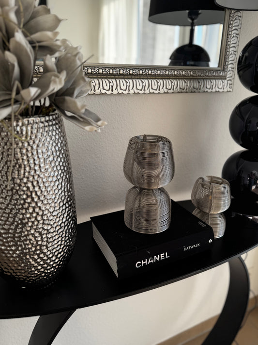 Moderner Draht-Teelichthalter von Light & Living in Silber 24 cm