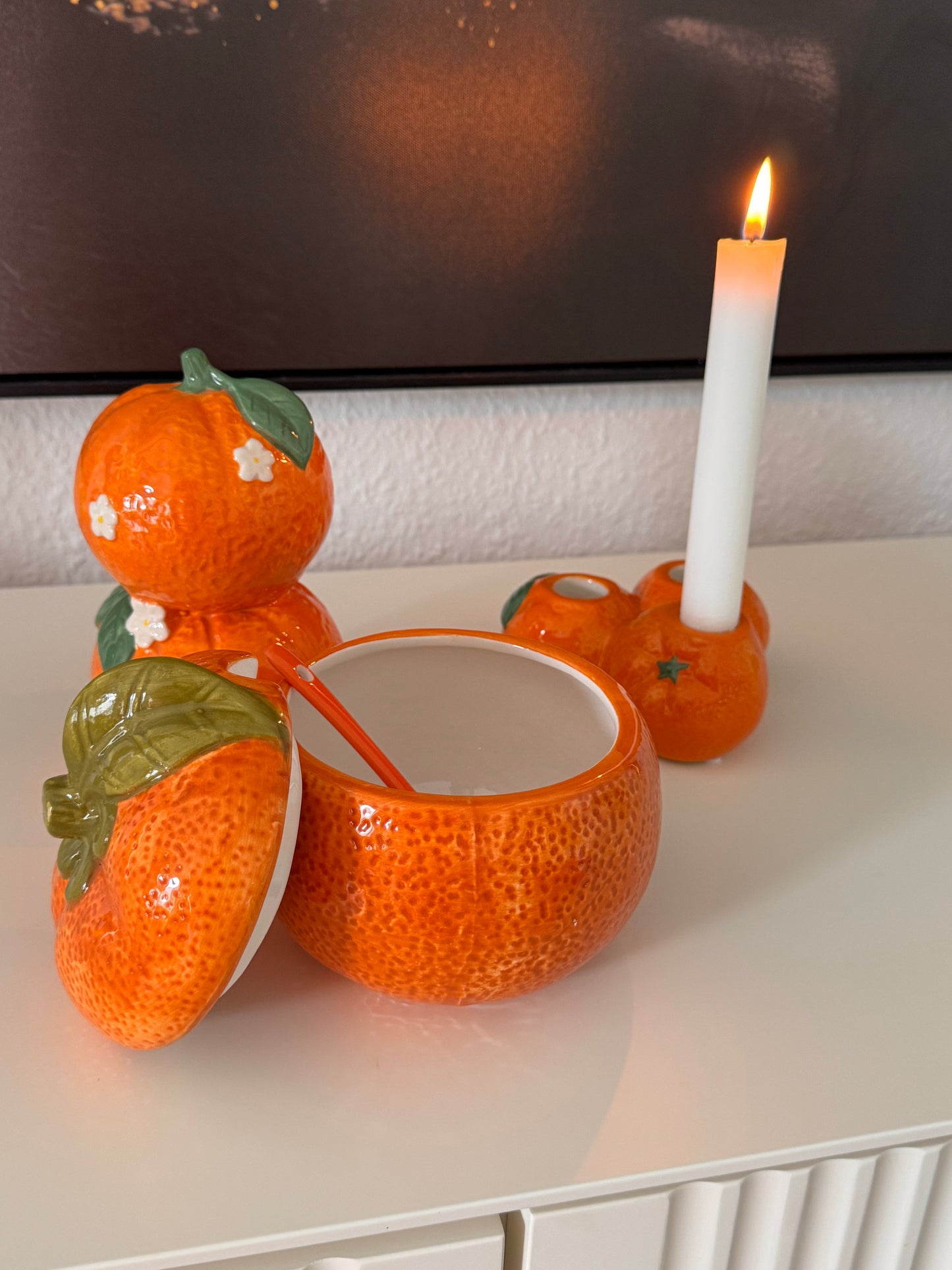 Kerzenhalter Orange aus Keramik