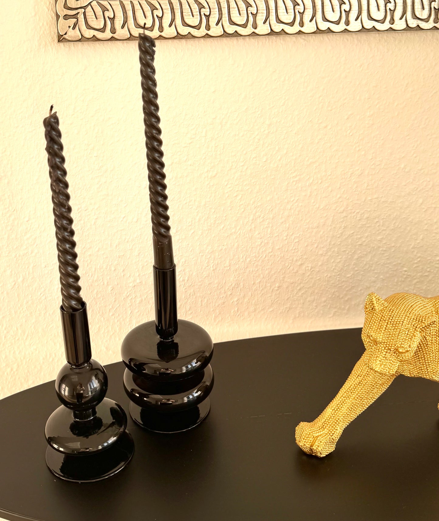 Kerzenhalter Glas Sparkle Bubbles von Present Time schwarz