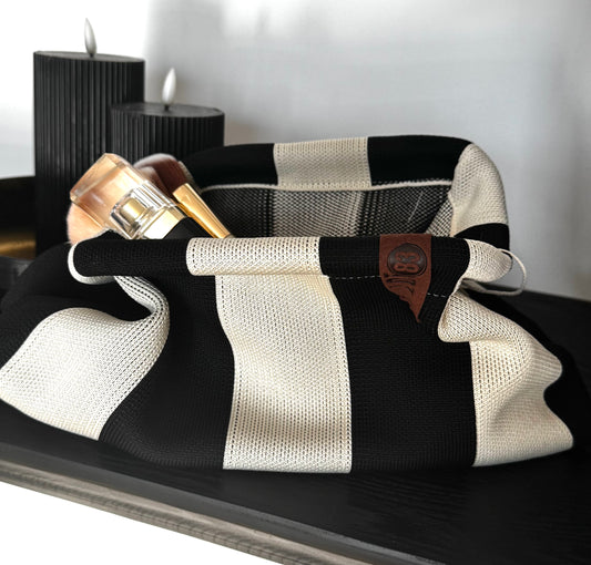 LOT83 Modische Clutch/ Organizer in Beige/Schwarz