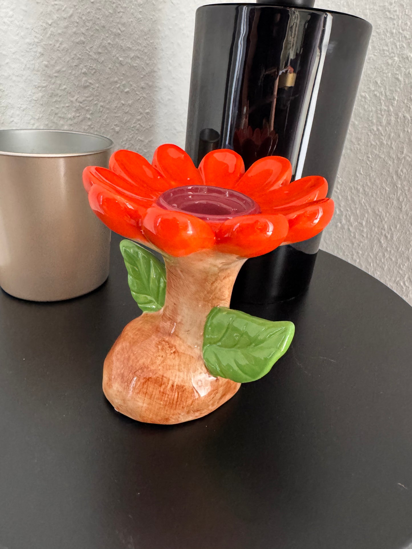 Blumen Kerzenständer in Retro Look