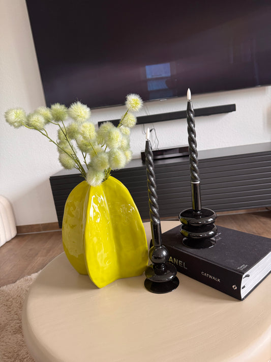 Kerzenhalter Glas Sparkle Double Ring  schwarz von Present Time