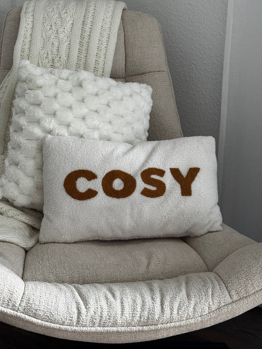 Wohnkissen "Cosy"- in Cremeweiß/Braun Bouclé Optik 50 x 30 cm