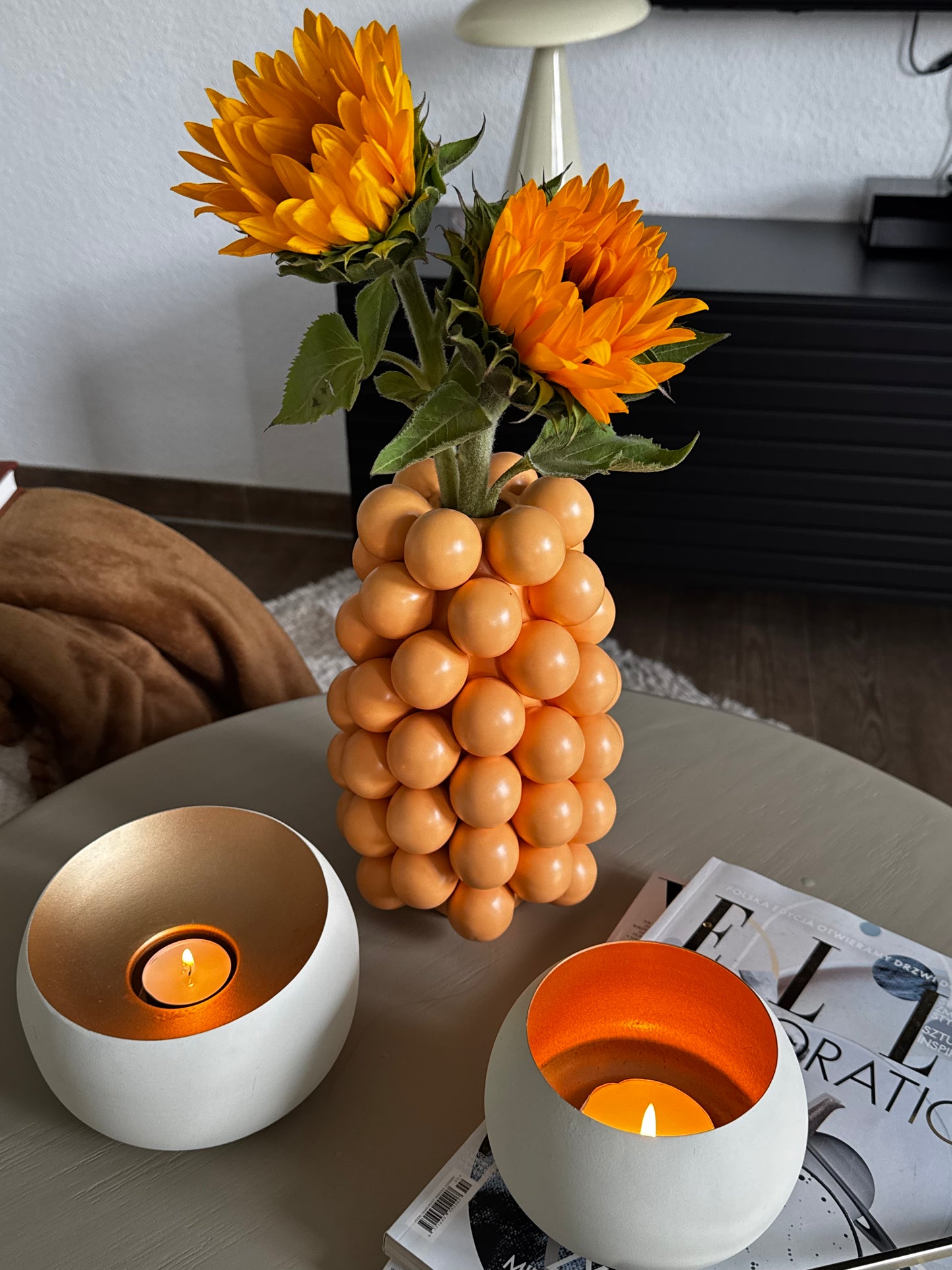 Bubble Blumenvase von Light & Living in Apricot H ca 24 cm