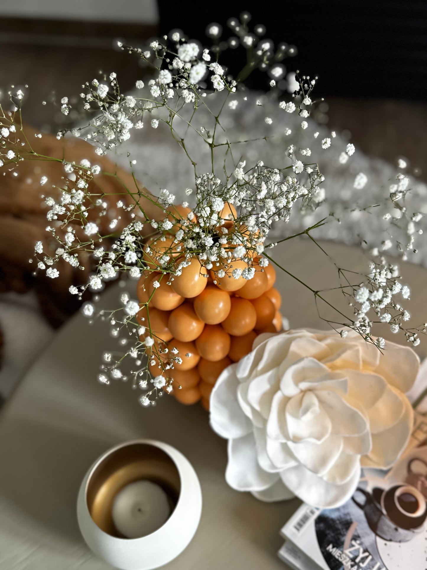 Bubble Blumenvase von Light & Living in Apricot H ca 24 cm