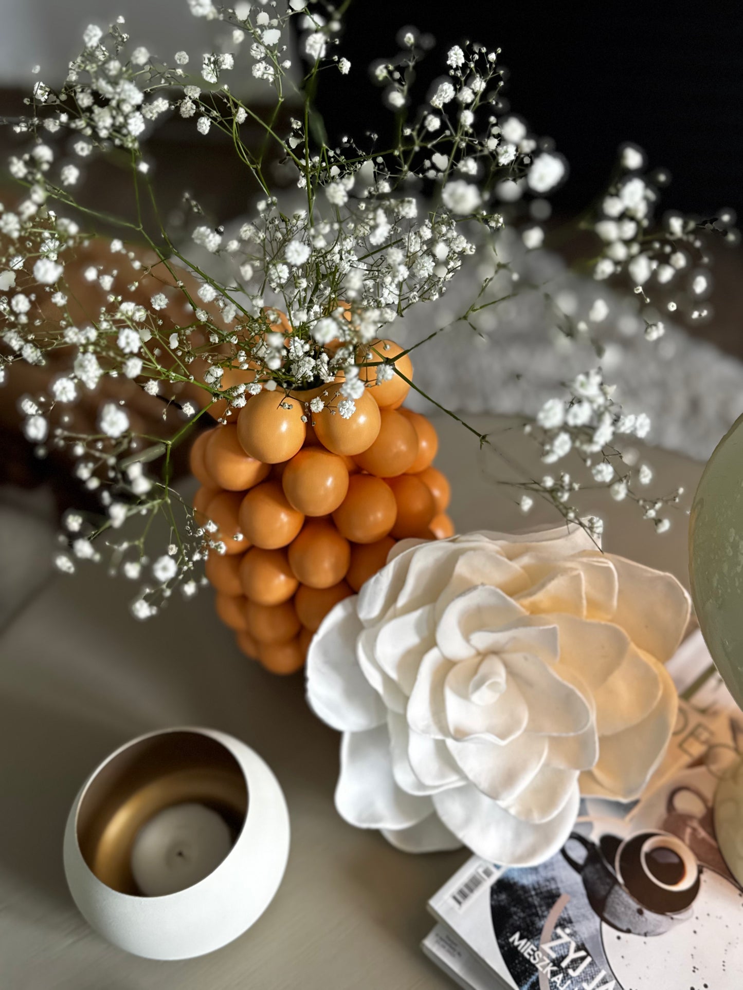 Bubble Blumenvase von Light & Living in Apricot H ca 24 cm