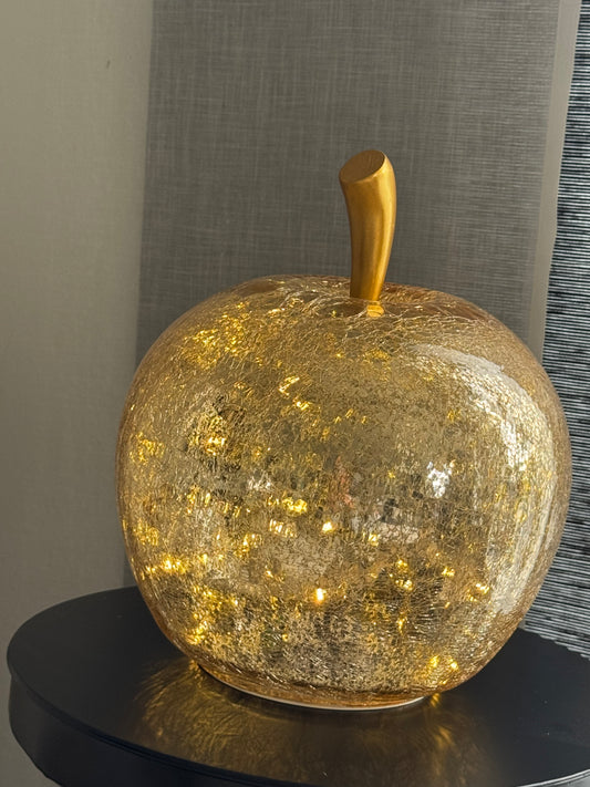 Dekoapfel in Gold mit 40er LED Beleuchtung - Glamour von Wurm 30 cm