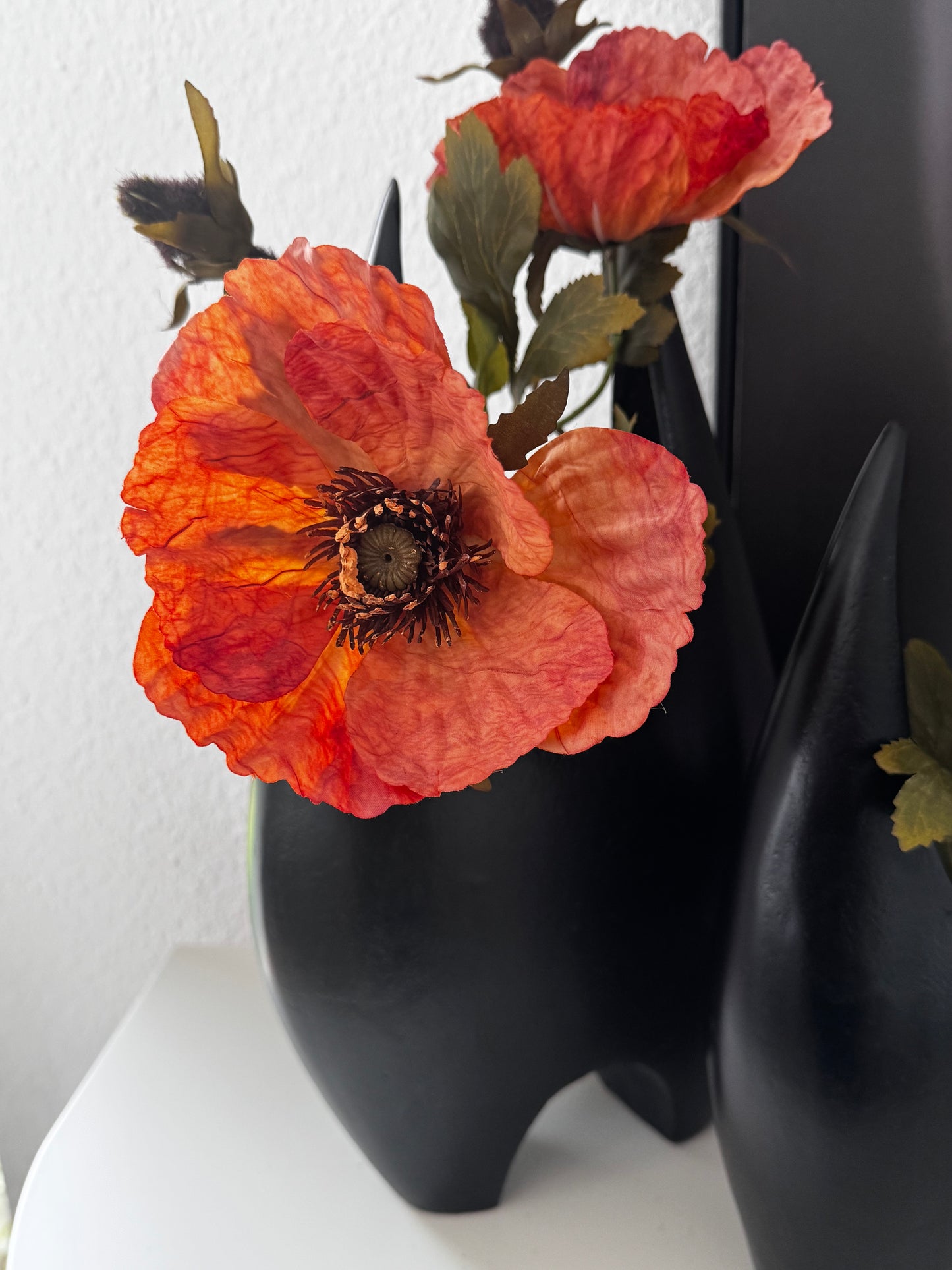 Mohnblume von Jelle Quint 85 cm in Orange/ Rot